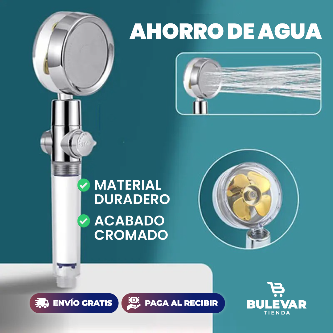 Cabezal de Ducha de Alta Presión Presurizada® — Hélice Turbo + Ahorra Agua