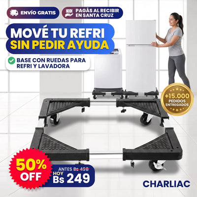 Base con ruedas para refrigerador y lavadora — movés tu refri sin pedir ayuda, 50% OFF, Bs 249