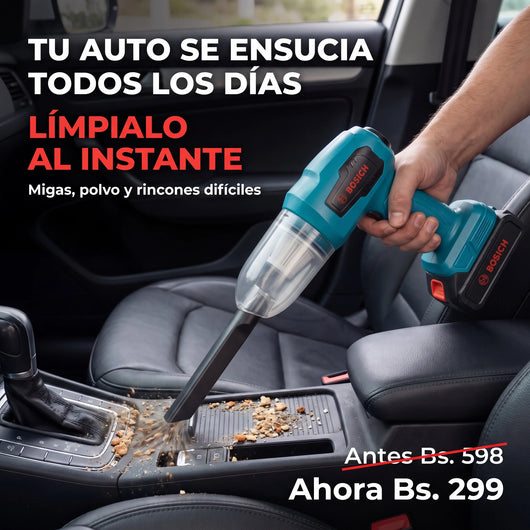 Aspirando migas de la consola central del auto al instante