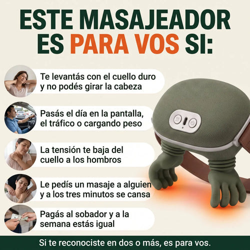 Masajeador Shiatsu de Cuello con Calor® — Recargable, Relaja en 15 Min
