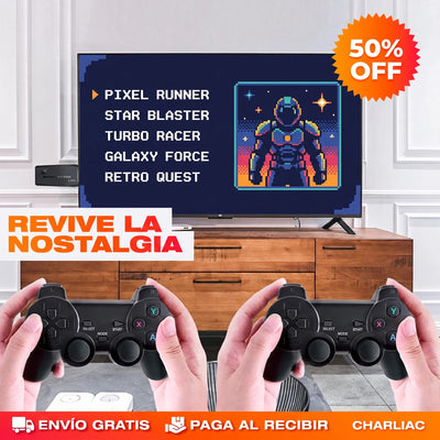 Consola Retro GameStick® — +10.000 Juegos + 2 Mandos Inalámbricos
