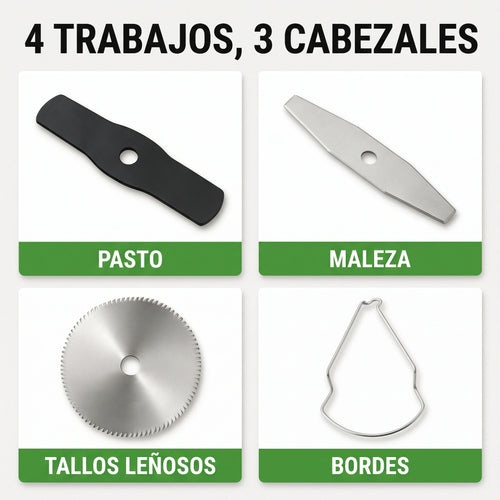 Cortadora de Pasto y Maleza 4 en 1® — Inalámbrica, 2 Baterías 21V + Envío Gratis
