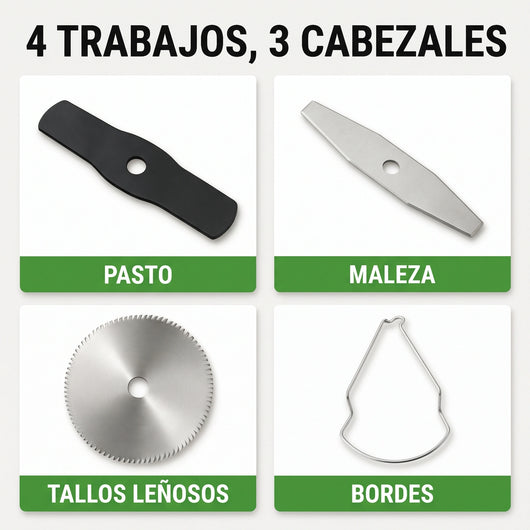 Cortadora de Pasto y Maleza 4 en 1® — Inalámbrica, 2 Baterías 21V + Envío Gratis