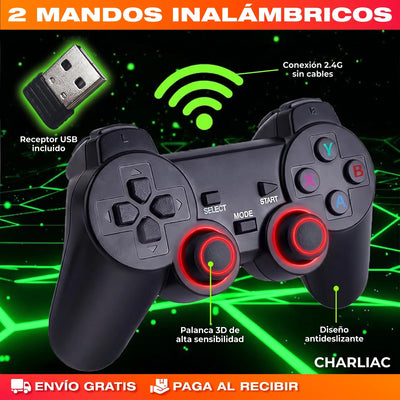 Consola Retro GameStick® — +10.000 Juegos + 2 Mandos Inalámbricos