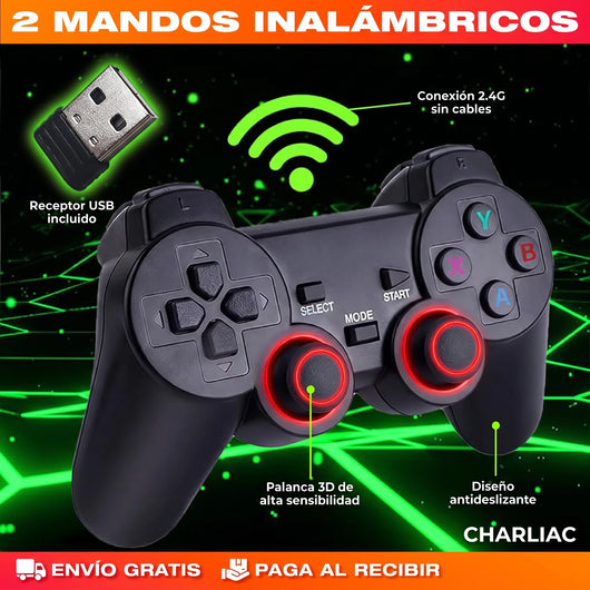 Consola Retro GameStick® — +10.000 Juegos + 2 Mandos Inalámbricos