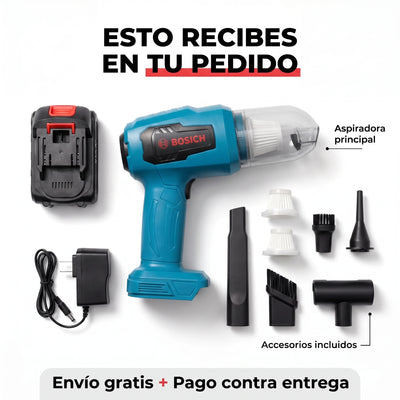 Contenido del pedido: aspiradora, batería, cargador, filtros y accesorios