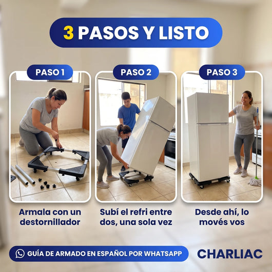 Cómo se usa la base con ruedas en 3 pasos
