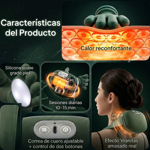 Masajeador Shiatsu de Cuello con Calor® — Recargable, Relaja en 15 Min