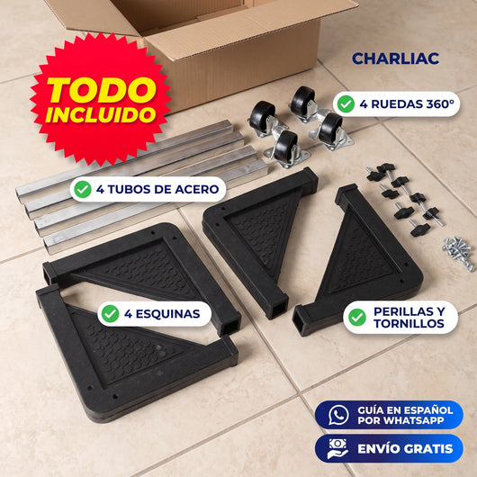 Qué incluye: 4 esquinas, 4 tubos de acero, 4 ruedas, perillas y tornillos