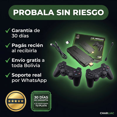 Consola Retro GameStick® — +10.000 Juegos + 2 Mandos Inalámbricos