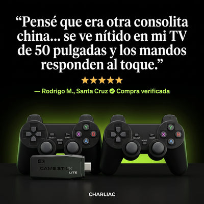 Consola Retro GameStick® — +10.000 Juegos + 2 Mandos Inalámbricos