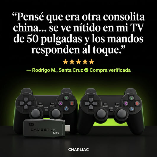 Consola Retro GameStick® — +10.000 Juegos + 2 Mandos Inalámbricos
