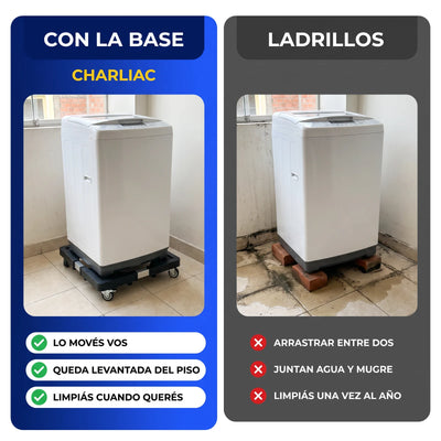 Lavadora sobre la base con ruedas vs lavadora sobre ladrillos