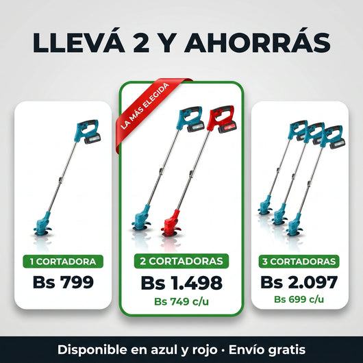 Cortadora de Pasto y Maleza 4 en 1® — Inalámbrica, 2 Baterías 21V + Envío Gratis