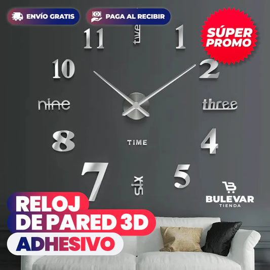 Reloj de Pared 3D Adhesivo