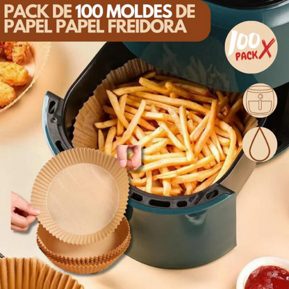 Moldes Pergamino Air Fryer 100 Unidades® — Antiadherente y Resistente al Calor