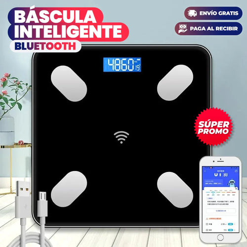 Báscula Inteligente Bluetooth® — Mide Grasa Corporal y 13 Indicadores con App