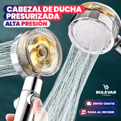 Cabezal de Ducha de Alta Presión Presurizada® — Hélice Turbo + Ahorra Agua