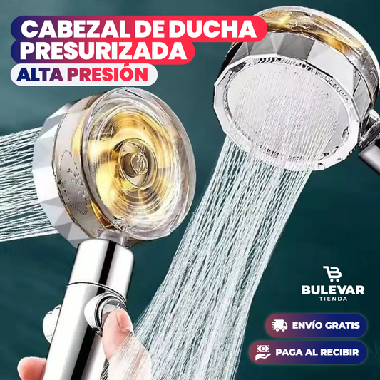 Cabezal de Ducha de Alta Presión Presurizada® — Hélice Turbo + Ahorra Agua