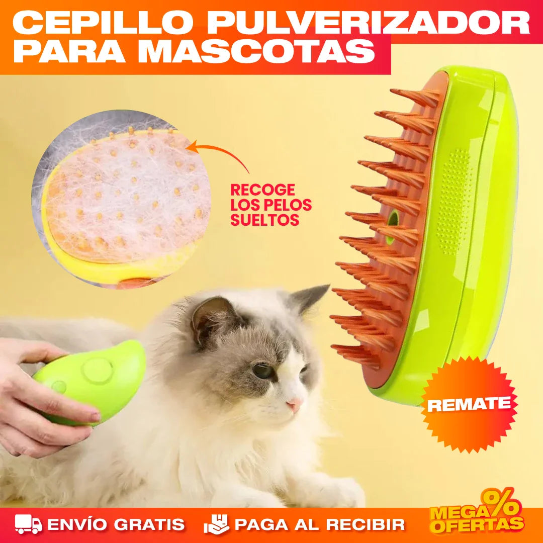 Cepillo Pulverizador Vapor para Mascotas® — Baño Relajante en Casa