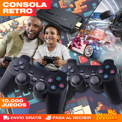 Consola GameStick 4K Retro® — +10.000 Juegos + 2 Mandos Inalámbricos