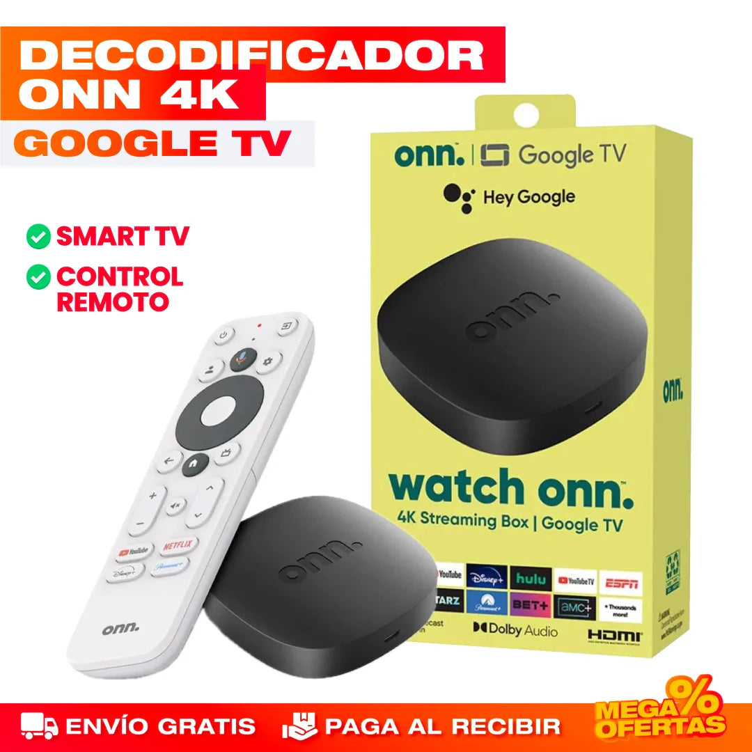 Watch Onn TV Box 4K® — Google TV Oficial con Google Assistant