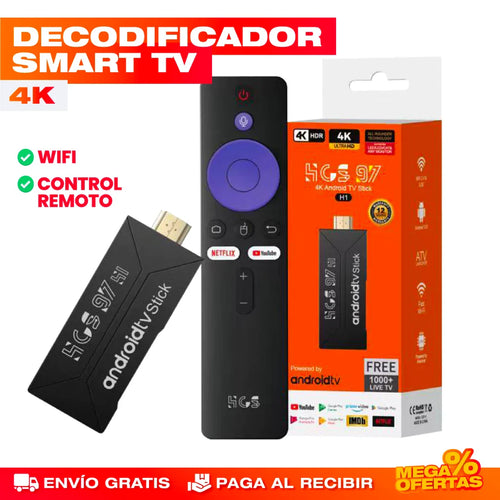 Decodificador Smart TV Android® con Control Remoto 4K