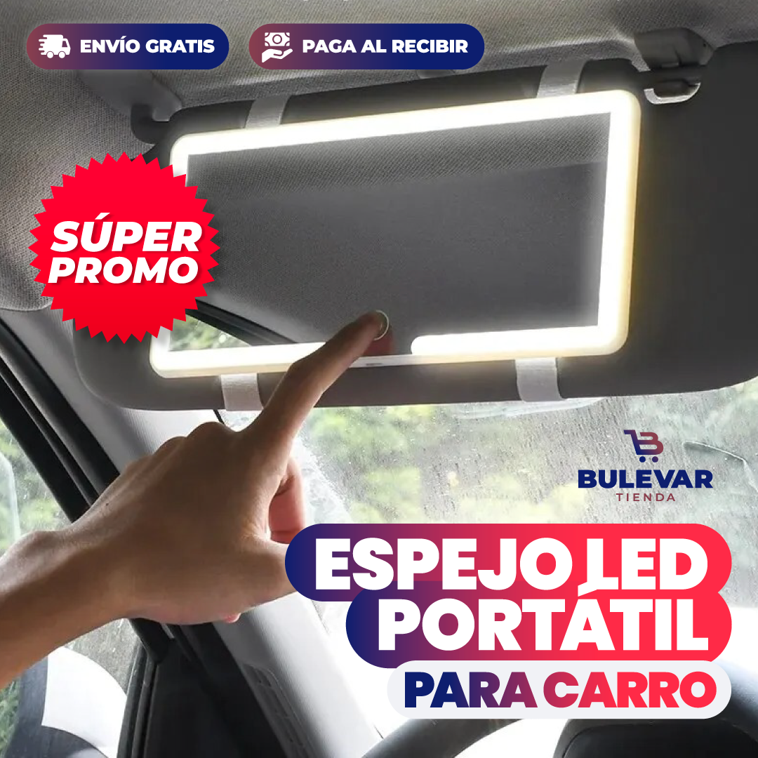 Espejo LED Portátil para Carro® — Pantalla Táctil con Iluminación Recargable