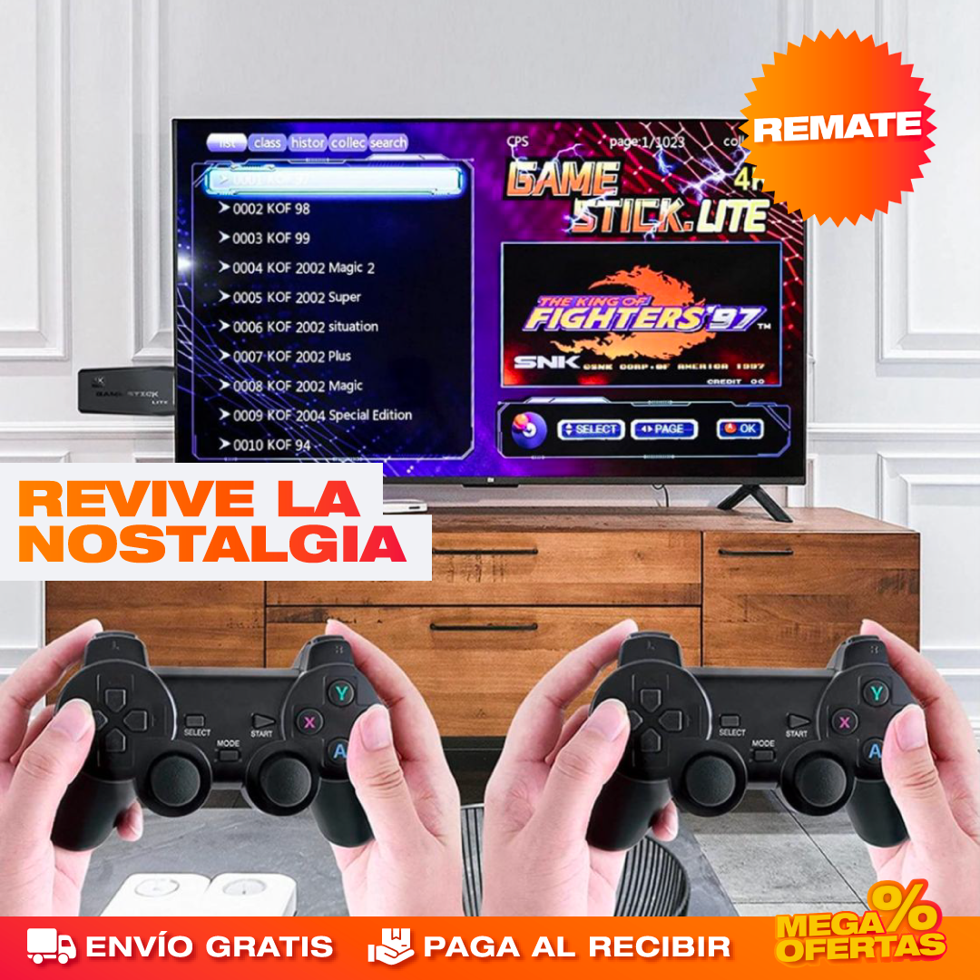 Consola GameStick 4K Retro® — +10.000 Juegos + 2 Mandos Inalámbricos