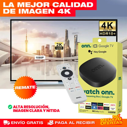 Watch Onn TV Box 4K® — Google TV Oficial con Google Assistant