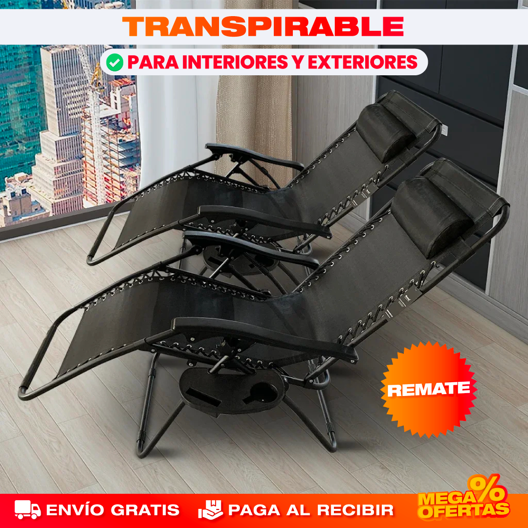 Silla Reclinable de Gravedad Cero® — Plegable con Reposapiés y Dosel