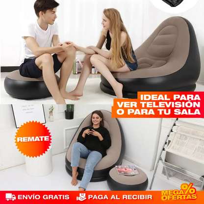 Sofá Inflable Premium 2 en 1 con Reposapiés® — Cómodo Donde Quieras