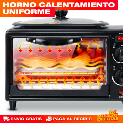 Máquina Desayuno 3 en 1® — Cafetera + Horno + Sartén Antiadherente