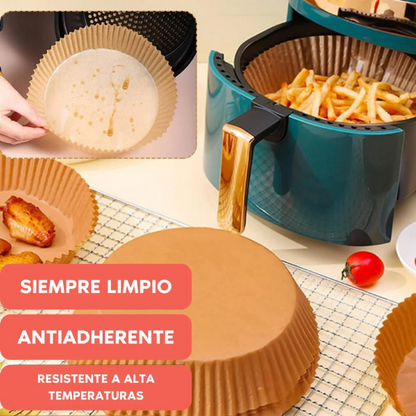 Moldes Pergamino Air Fryer 100 Unidades® — Antiadherente y Resistente al Calor