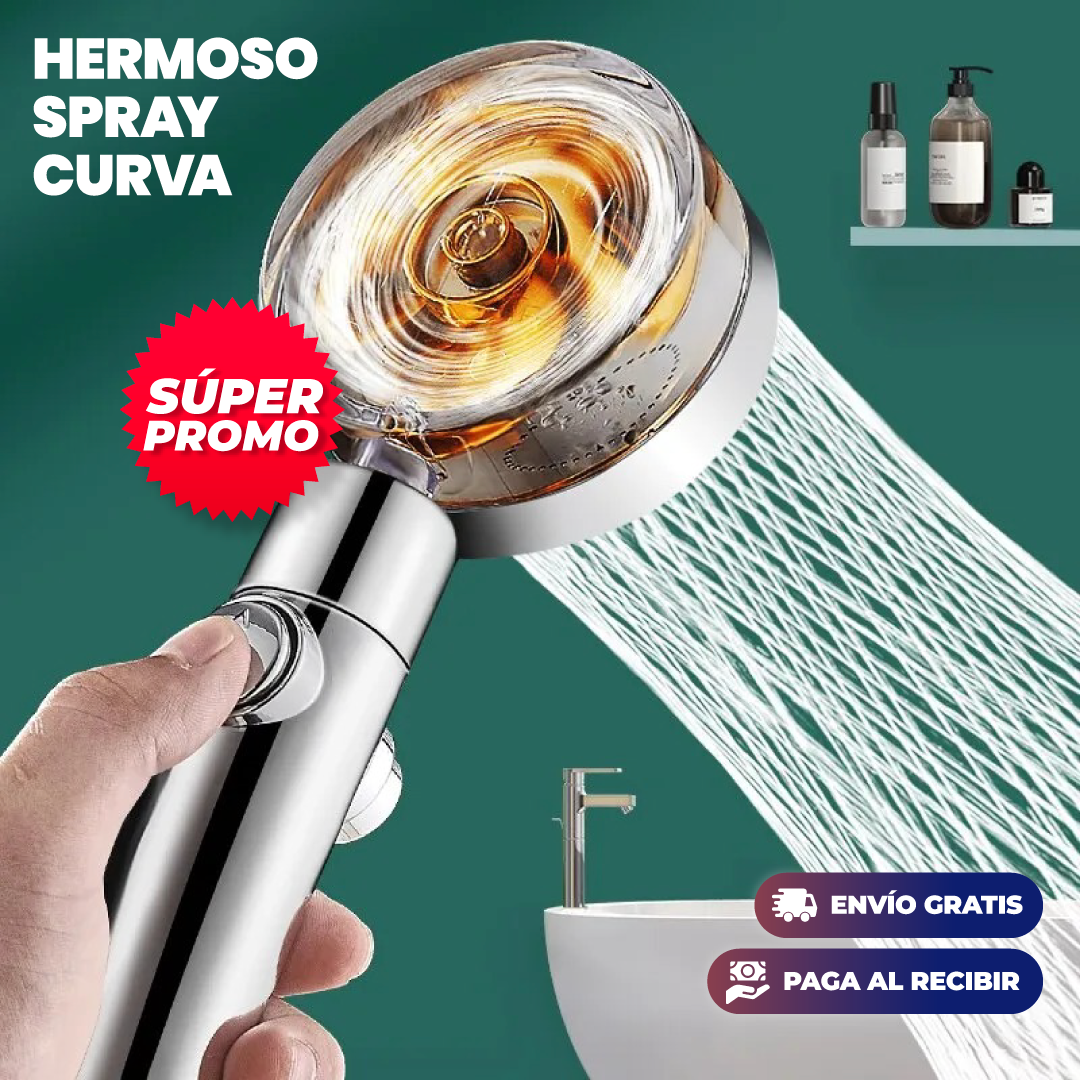 Cabezal de Ducha de Alta Presión Presurizada® — Hélice Turbo + Ahorra Agua