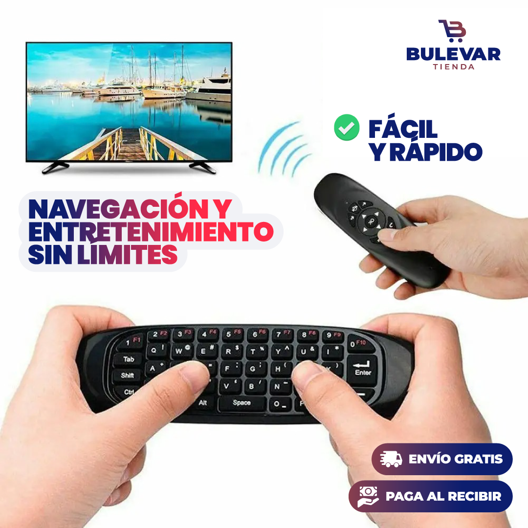 Control Remoto Teclado Air Mouse® — Inalámbrico para Smart TV y PC