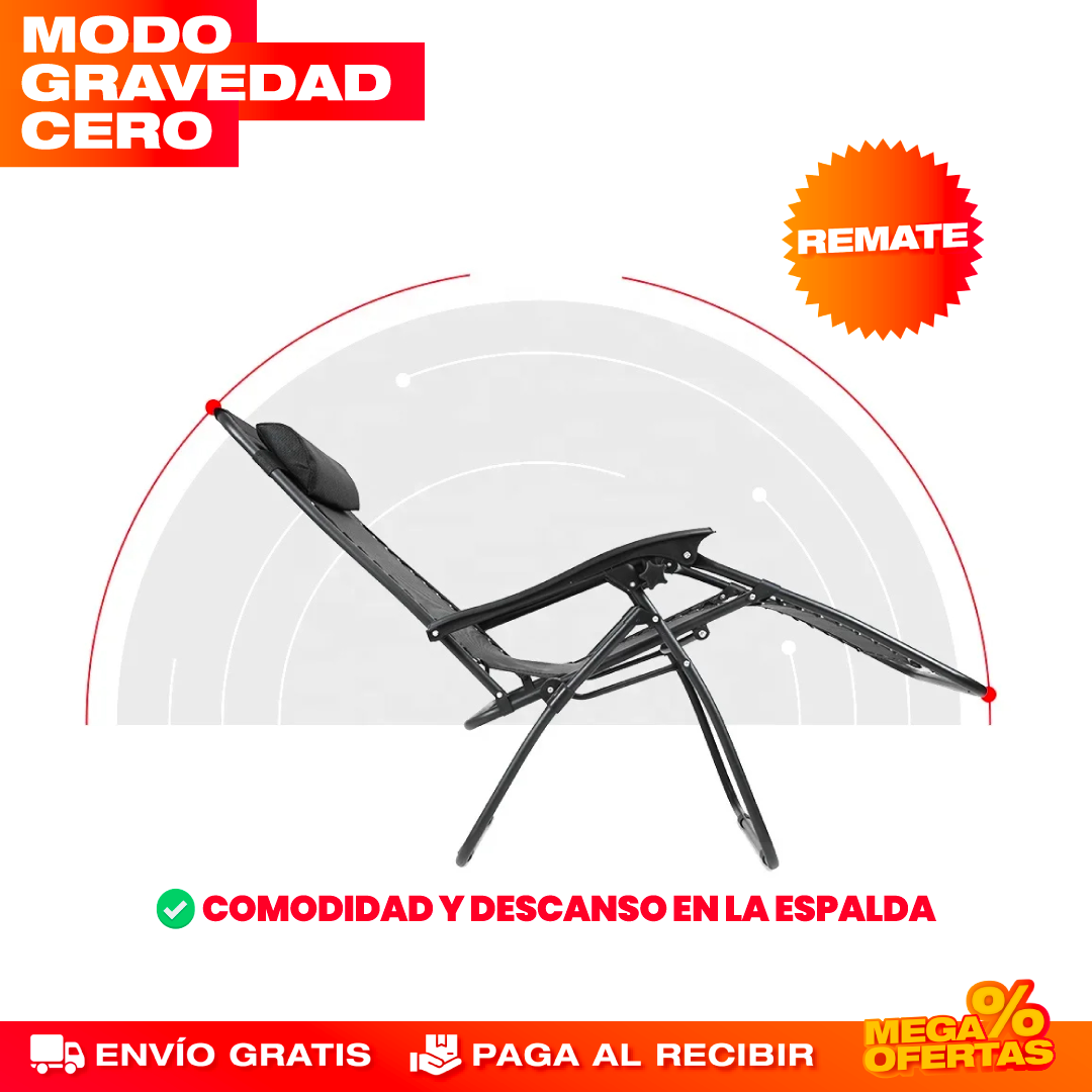 Silla Reclinable de Gravedad Cero® — Plegable con Reposapiés y Dosel