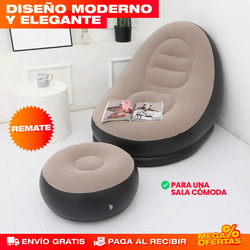 Sofá Inflable Premium 2 en 1 con Reposapiés® — Cómodo Donde Quieras