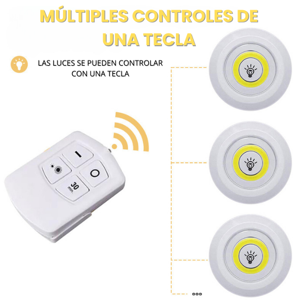 Set 3 Luces LED Inalámbricas® — Sin Cables con Control Remoto