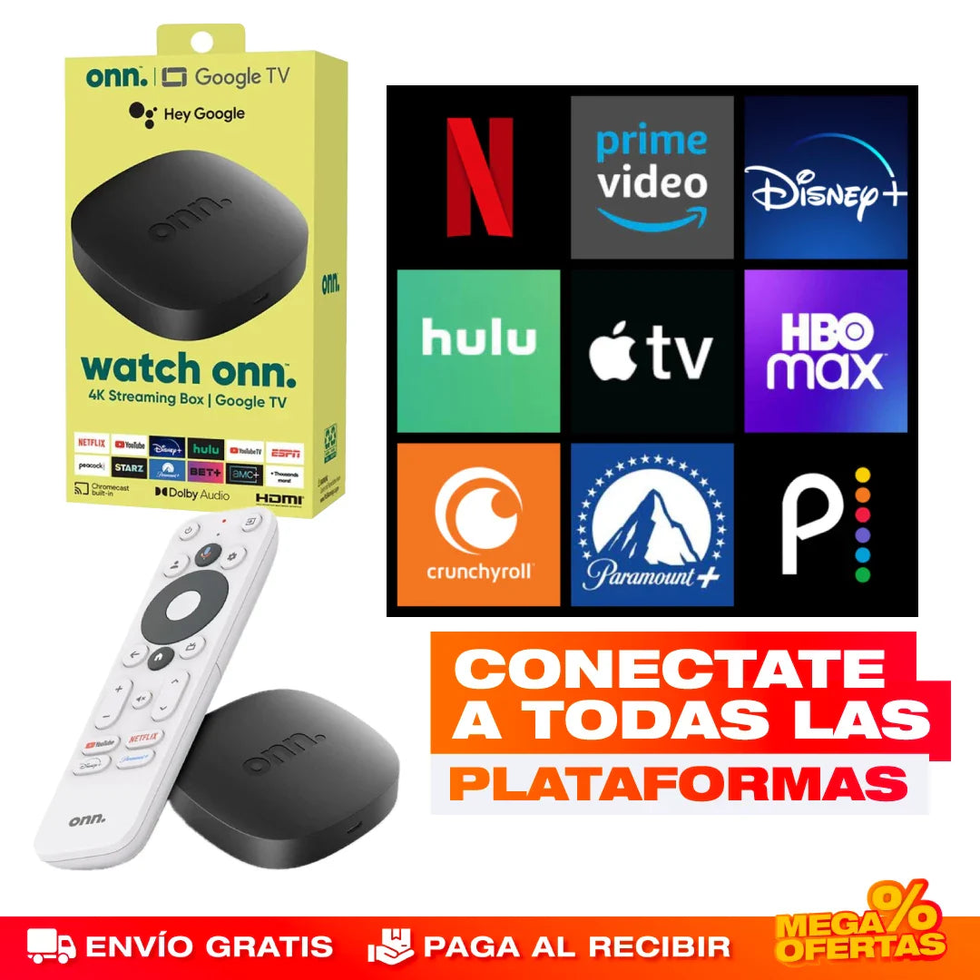 Watch Onn TV Box 4K® — Google TV Oficial con Google Assistant