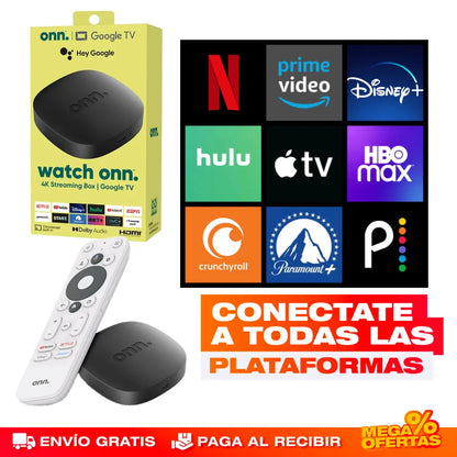 Watch Onn TV Box 4K® — Google TV Oficial con Google Assistant