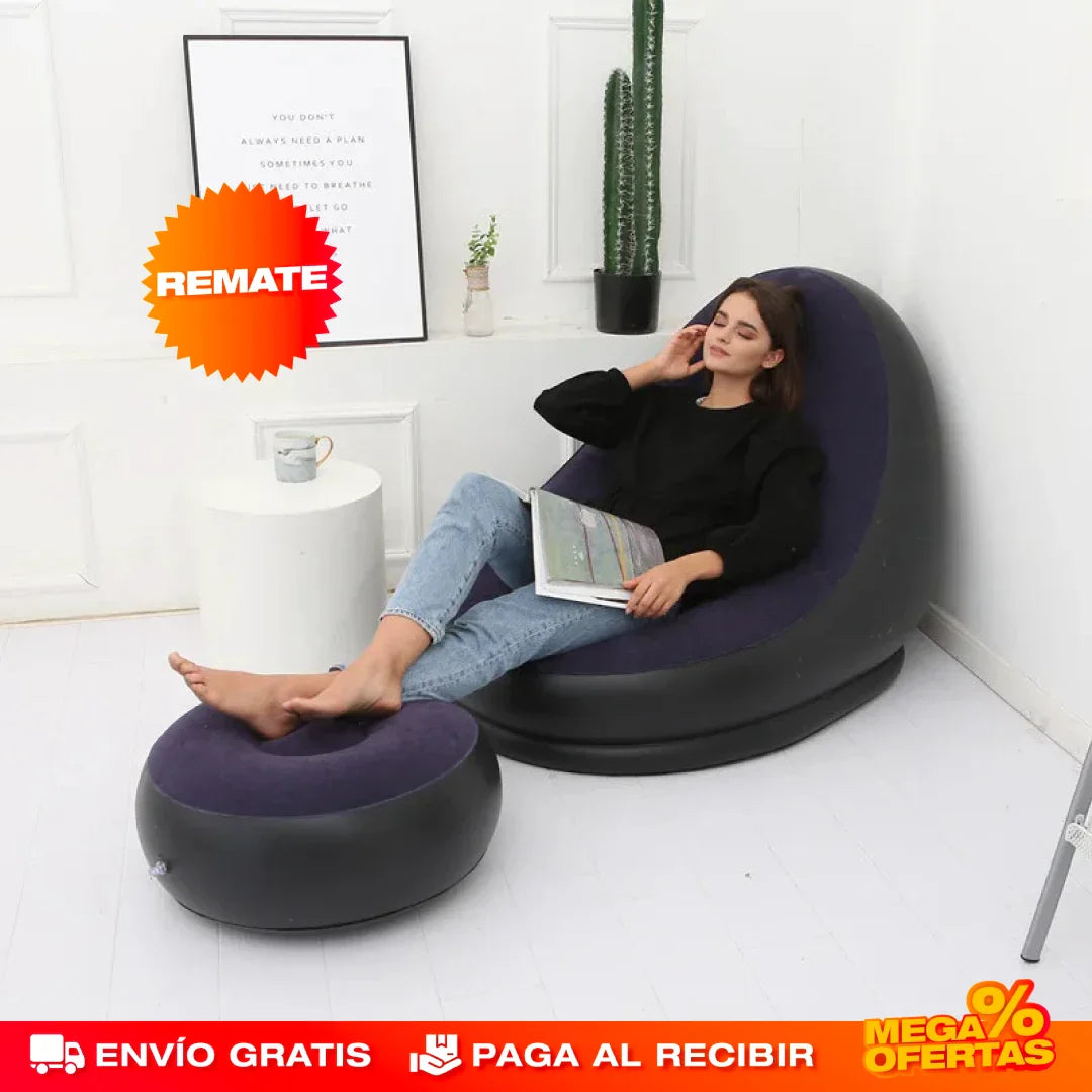 Sofá Inflable Premium 2 en 1 con Reposapiés® — Cómodo Donde Quieras