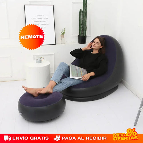 Sofá Inflable Premium 2 en 1 con Reposapiés® — Cómodo Donde Quieras