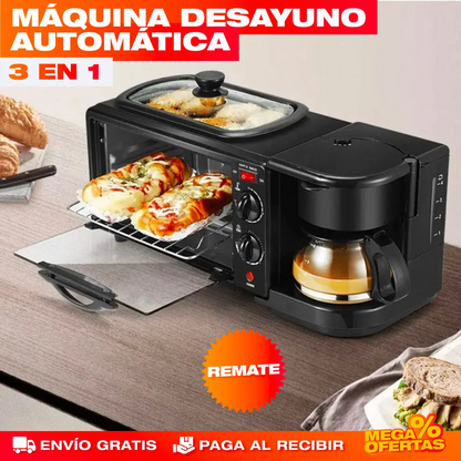 Máquina Desayuno 3 en 1® — Cafetera + Horno + Sartén Antiadherente
