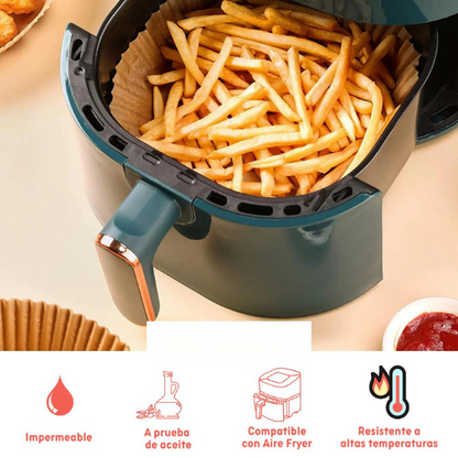 Moldes Pergamino Air Fryer 100 Unidades® — Antiadherente y Resistente al Calor