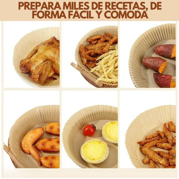 Moldes Pergamino Air Fryer 100 Unidades® — Antiadherente y Resistente al Calor
