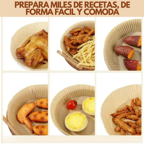 Moldes Pergamino Air Fryer 100 Unidades® — Antiadherente y Resistente al Calor