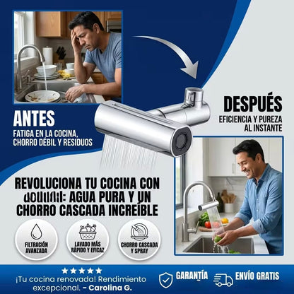 Grifo Multifuncional 4 en 1® — Giratorio 360° con 4 Modos de Agua