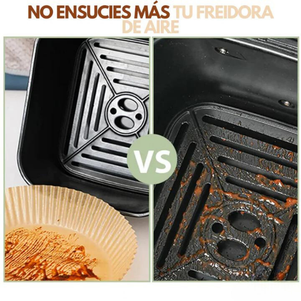 Moldes Pergamino Air Fryer 100 Unidades® — Antiadherente y Resistente al Calor