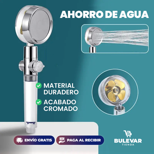 Cabezal de Ducha de Alta Presión Presurizada® — Hélice Turbo + Ahorra Agua